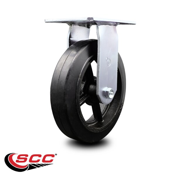 8 Inch Heavy Duty Top Plate Rubber On Steel Rigid Caster With Ball Bearing SCC